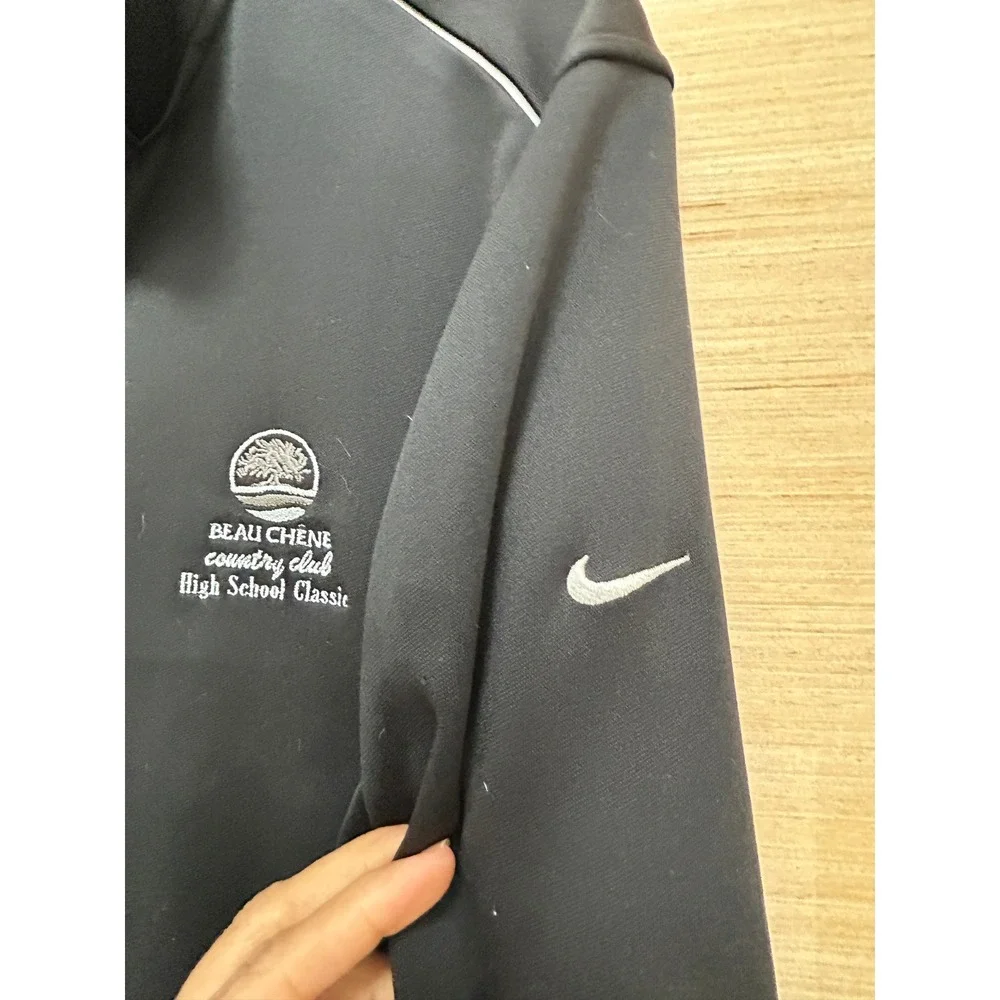Nike Golf Dri Fit 1/4 Zip Pullover Beau Chene Country‎ Club  Black Mens M